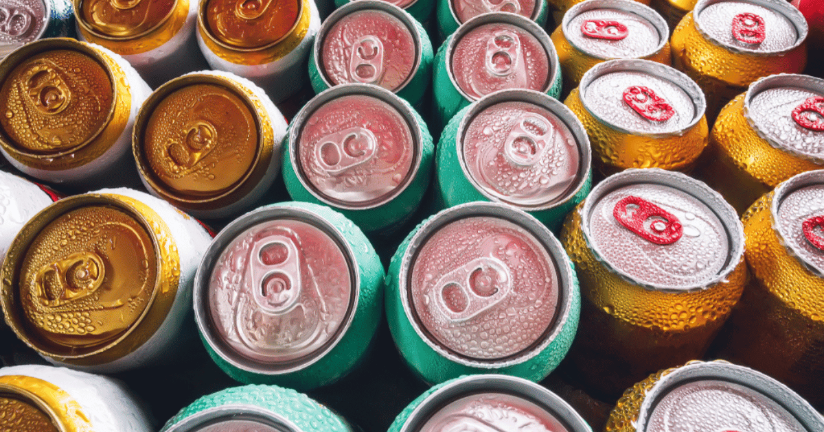 Cans in Colors With Cold Water Drops
