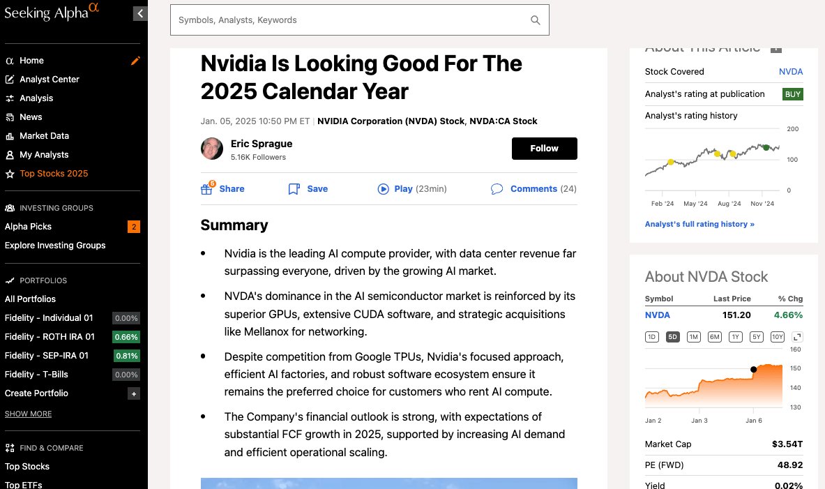 Nvidia News Screenshot Seeking Alpha