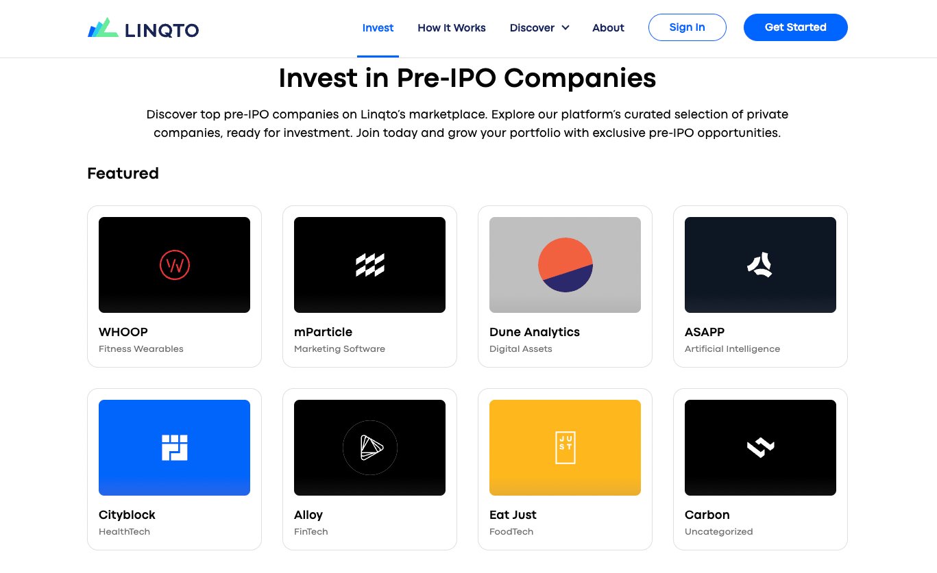 Linqto Banner Invest in Pre Ipo Companies