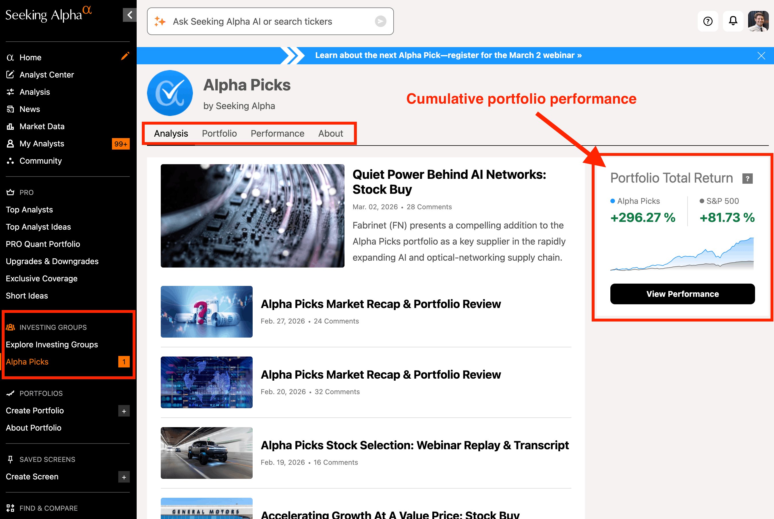 Alpha Picks Dashboard Subscription
