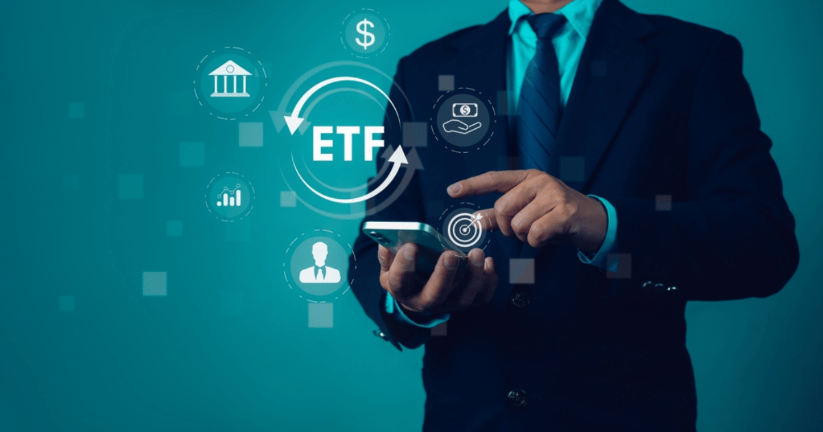 Etf Letters Over Man and Phone