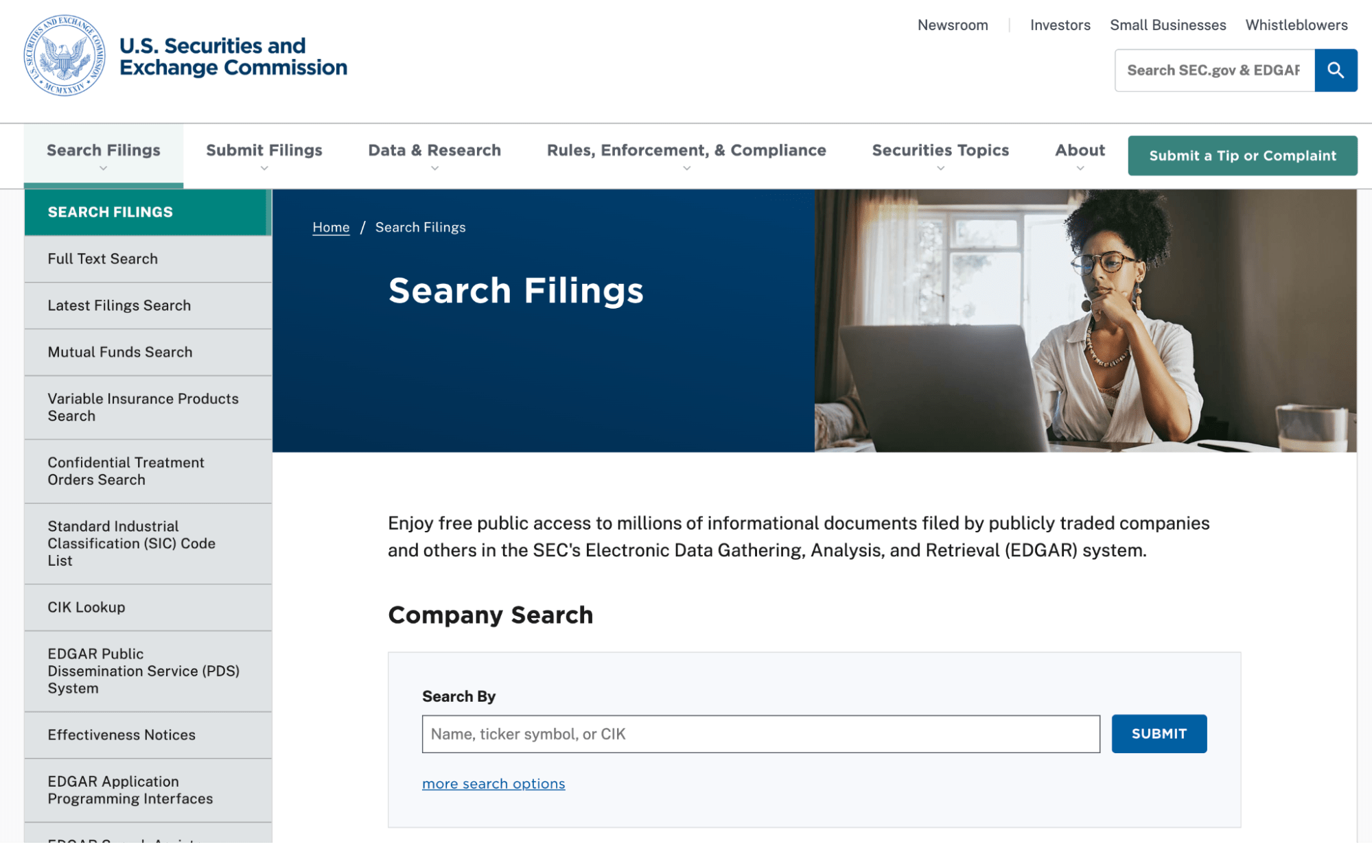Edgar Sec Website Ipo Screenshot