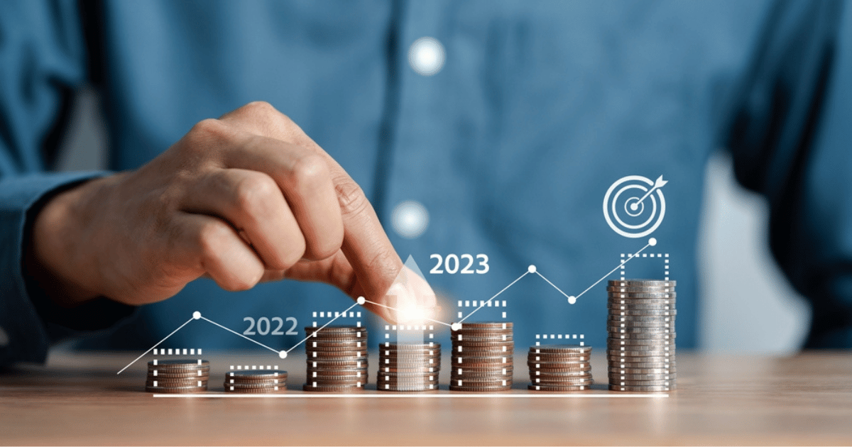 Dividend Growth Concept Coins Stacked With Years