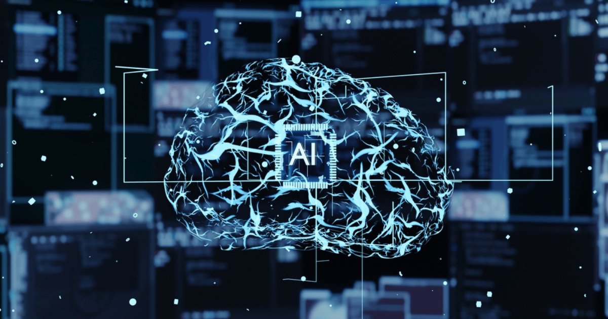 Brain With AI Text and Computers in Background