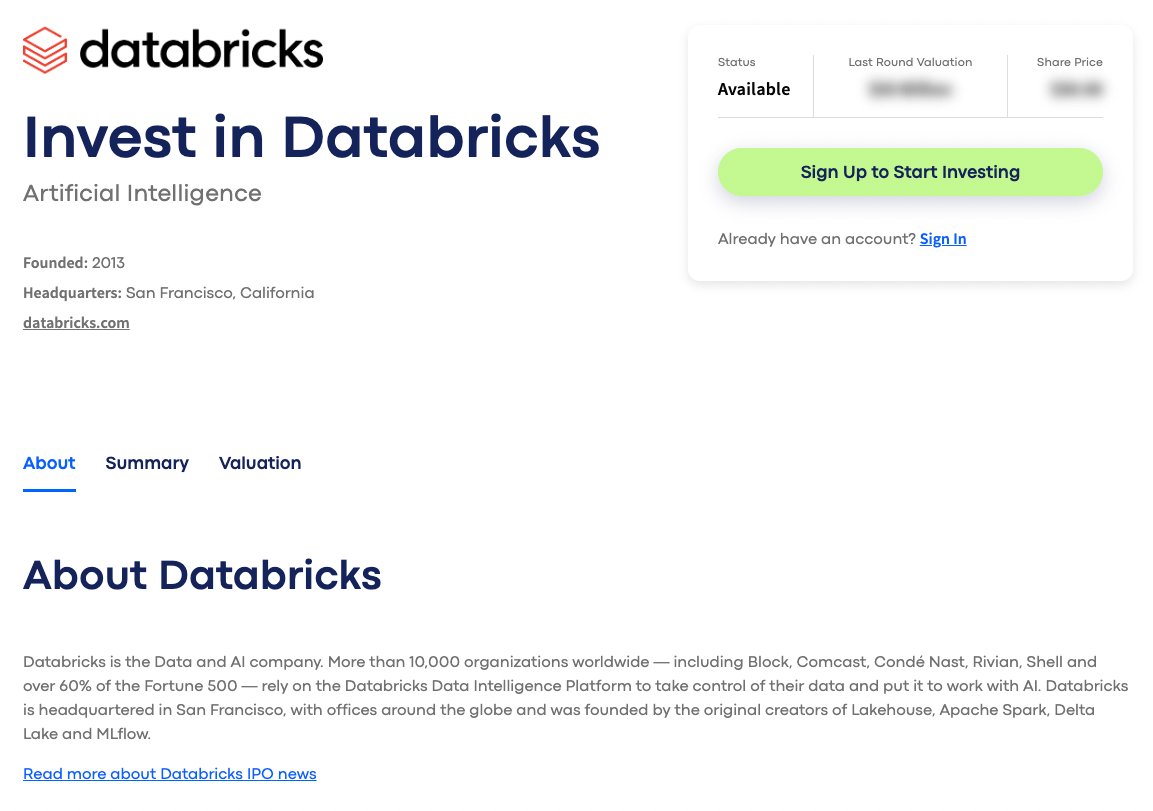 Invest in Databricks on Linqto Icon